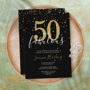 Invitation 50 ans et Fabuleux Élégant Or Noir 50e Anniversair