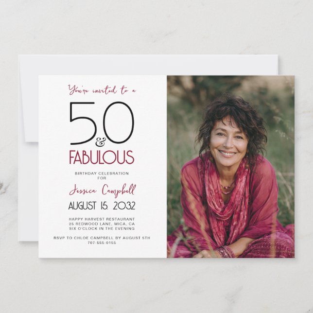 Invitation 50 ans et Fabuleux Fête d'anniversaire 50 ans (Devant)