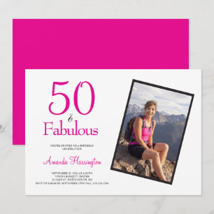 Invitation 50 ans et Fabuleux Fête d'anniversaire 50 ans rose
