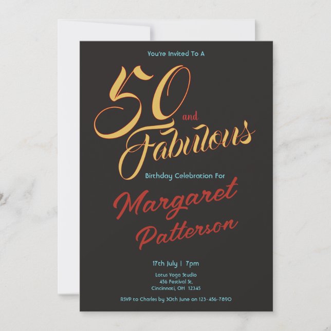 Invitation 50 ans et Fabuleux | Fête d'anniversaire de 50 ans (Devant)