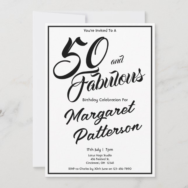 Invitation 50 ans et Fabuleux | Fête d'anniversaire de 50 ans (Devant)
