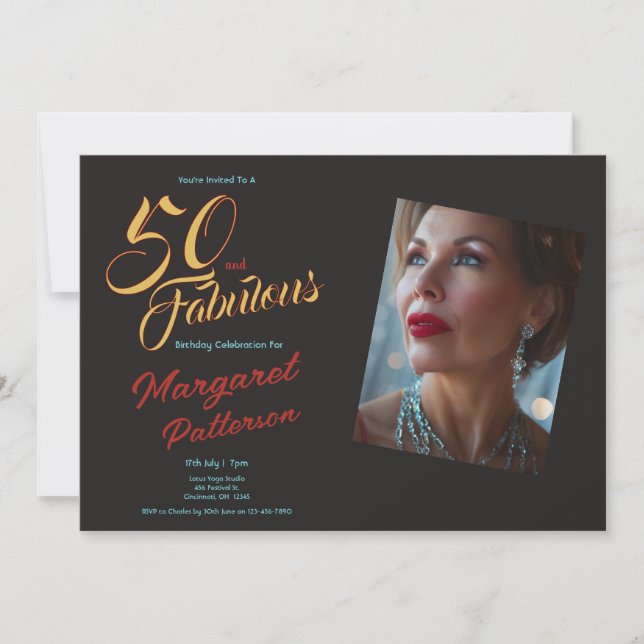 Invitation 50 ans et Fabuleux | Fête d'anniversaire de 50 ans (Devant)