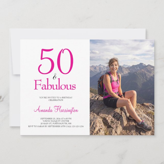 Invitation 50 ans et Fabuleux | Fête d'anniversaire des 50 an (Devant)