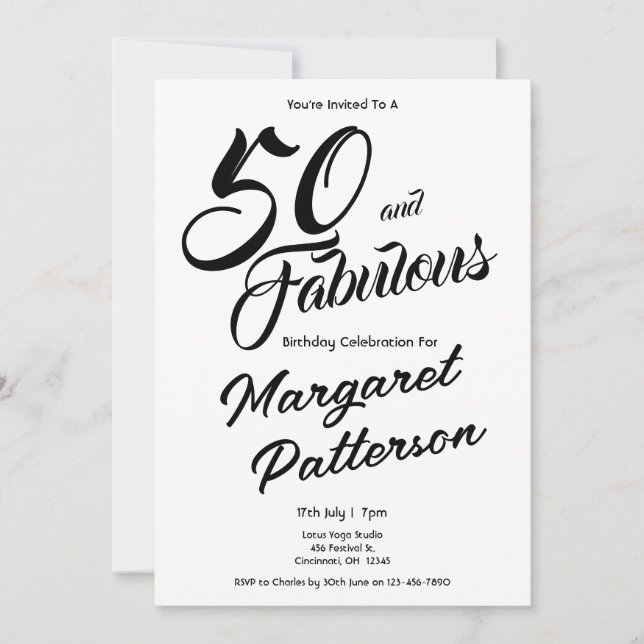 Invitation 50 ans et Fabuleux | Fête d'anniversaire pour 50 a (Devant)
