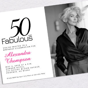 Invitation 50 ans et Fabuleux Fête d'anniversaire rose pour 5