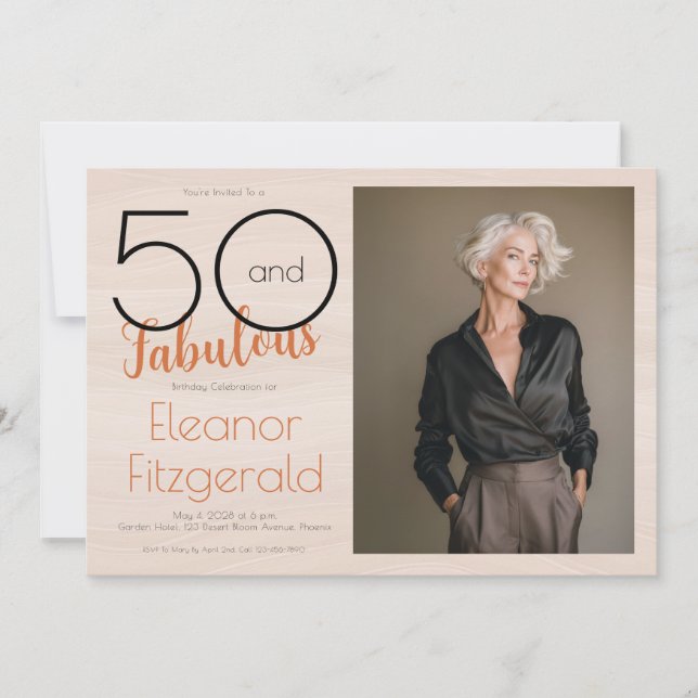 Invitation 50 ans et Fabuleux Fête d'anniversaire Terracotta  (Devant)