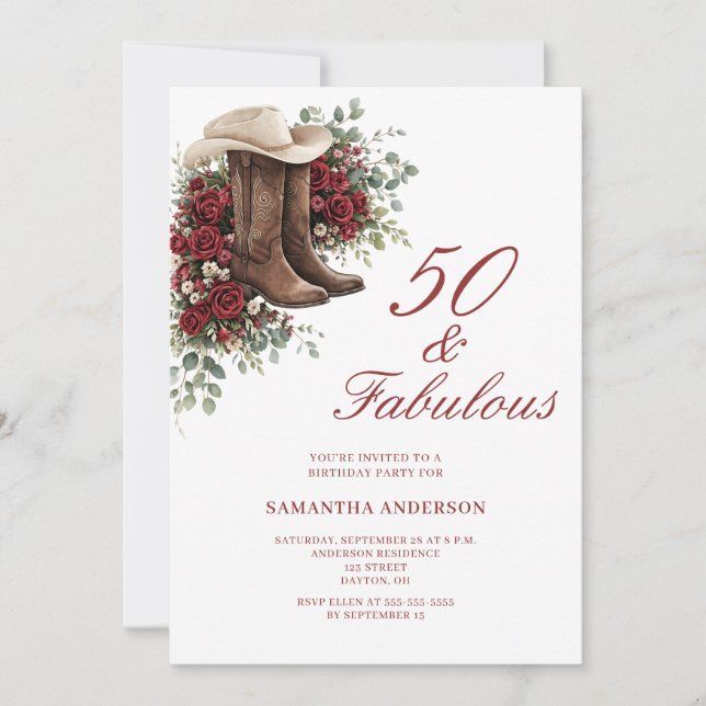Invitation 50 ans et Fabuleux Fleurs occidentales 50e Anniver (Devant)
