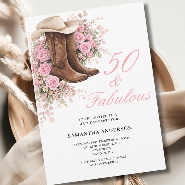 Invitation 50 ans et Fabuleux Fleurs occidentales 50e Anniver (Créateur téléchargé)
