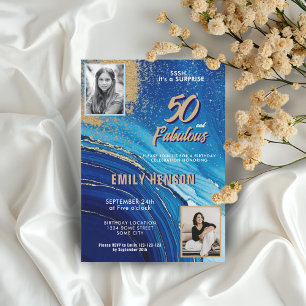 Invitation 50 ans et Fabuleux Marbre Paillettes 2 Photo Anniv