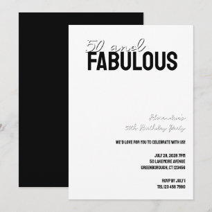 Invitation 50 ans et Fabuleux Minimal Fête d'anniversaire 50