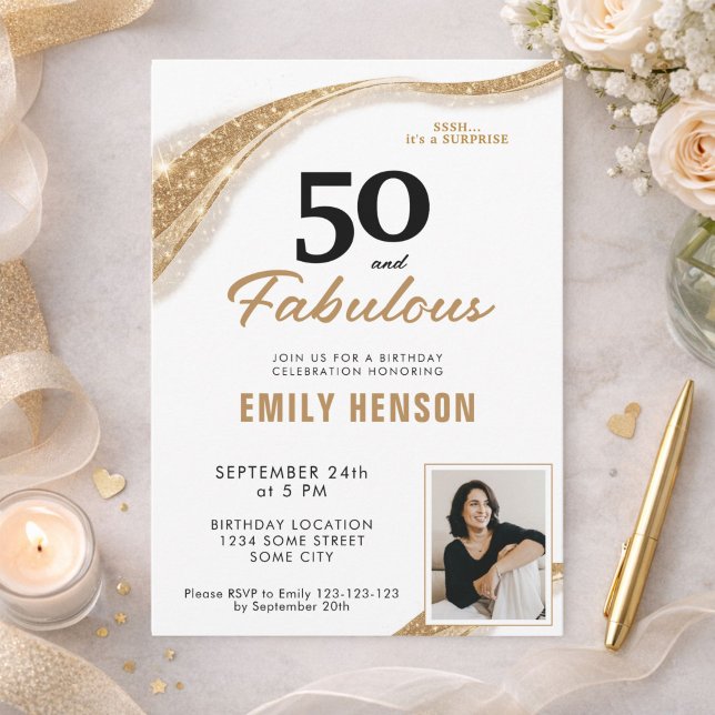 Invitation 50 ans et Fabuleux Or 50e Anniversaire (Créateur téléchargé)