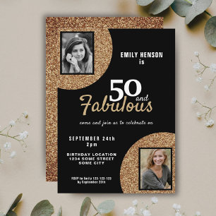 Invitation 50 ans et Fabuleux Paillettes Dorées 2 Photo 50e A