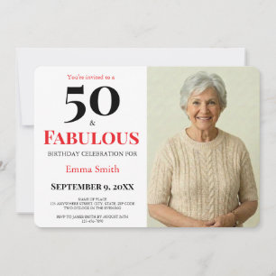 Invitation 50 ans et fabuleux Rouge Fête d'anniversaire 50 an