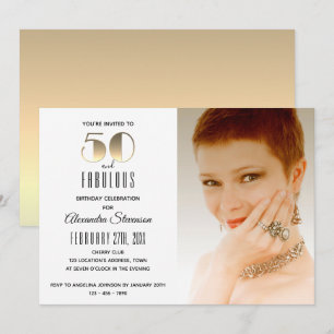 Invitation 50 ans et Fabuleux Simple Élégant Or 50e Anniversa