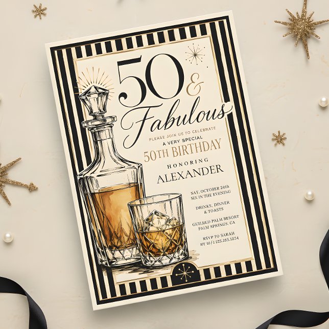Invitation 50 ans et fabuleux Thème Whisky 50e anniversaire (Créateur téléchargé)