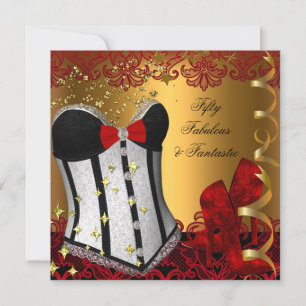 Invitation 50 ans & Fabuleux Anniversaire Fantastique Rouge N