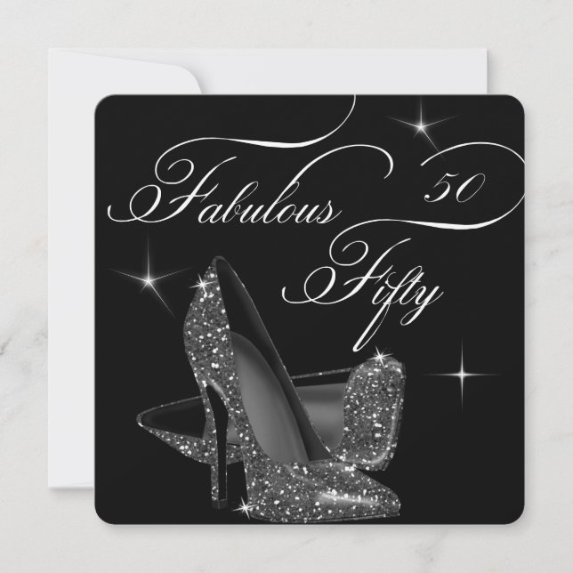 Invitation 50 ans fabuleux chaussures à talons hauts noir et  (Devant)