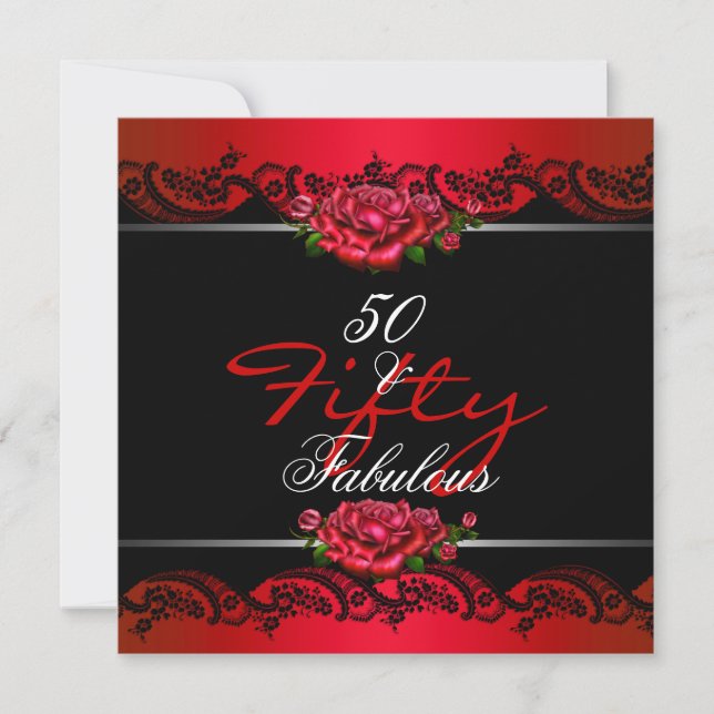 Invitation 50 ans & Fabuleux Fête d'anniversaire 50 ans Roses (Devant)
