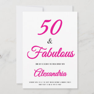 Invitation 50 ans & Fabuleux Rose Chaud Noir 50e Anniversaire