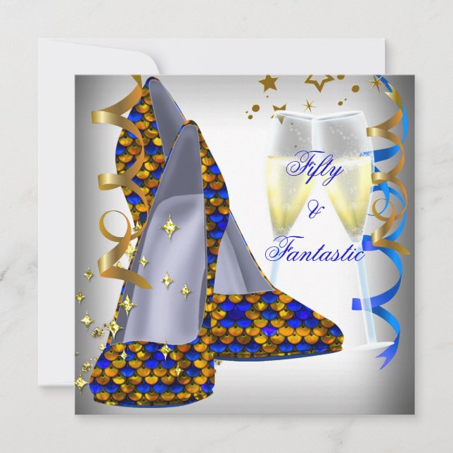 Invitation 50 ans & Fantastiques Chaussures Blanches Paillett (Devant)