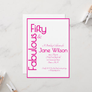 Invitation 50 ans Féminins et Fabuleux Anniversaire Rose