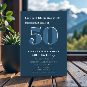 Invitation 50 ans moderne bleu marine pour lui