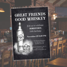 Invitation 50 ans pour homme thème Whisky style es