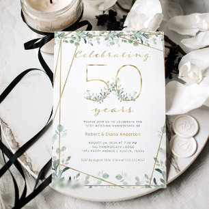 Invitation 50 ans   Vert or et photo