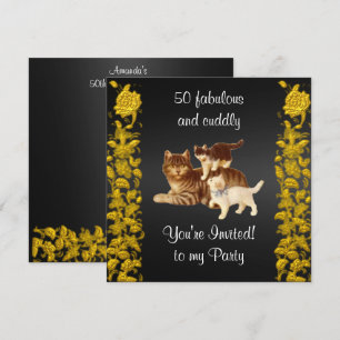 Invitation 50 chats de fête d'anniversaire fabuleux et câlins
