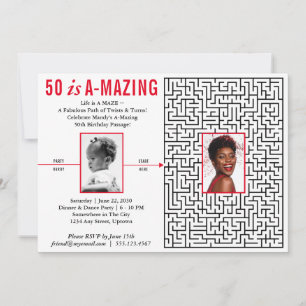Invitation 50 est Extraordinaire Fun Modern Maze Design, Phot