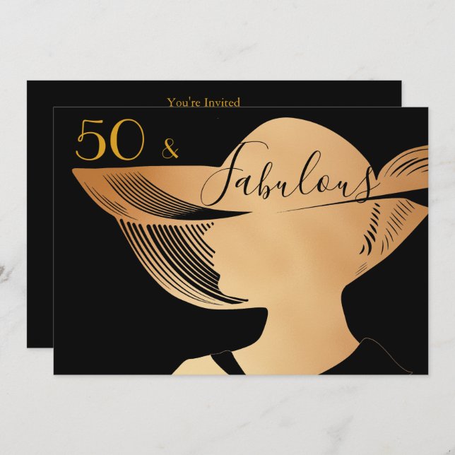 Invitation 50 et conception | élégante fabuleuse d'art déco (Devant / Derrière)