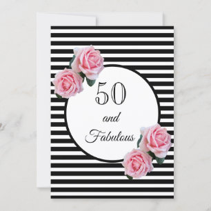 Invitation 50 et fabuleuse fête d'anniversaire glam noir blan