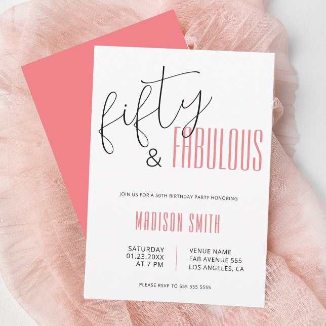 Invitation 50 et fabuleux 50e anniversaire (50 and Fabulous 50th Birthday Invitation)