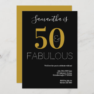 Invitation 50 et fabuleux 50e anniversaire Black Gold Party