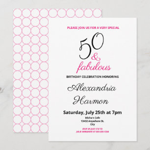 Invitation 50 et fabuleux 50e anniversaire fête rose
