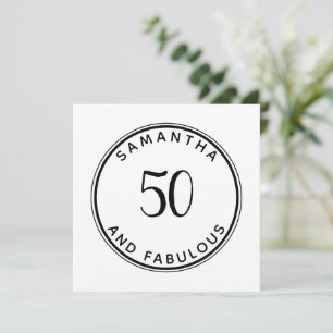 Invitation 50 Et fabuleux 50e anniversaire moderne minimal