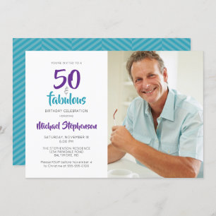 Invitation 50 et fabuleux 50e anniversaire Photo Turquoise