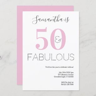 Invitation 50 et fabuleux 50e anniversaire Pink Party