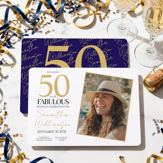 Invitation 50 et Fabuleux | 50e Photo de fête d'anniversaire (Créateur téléchargé)