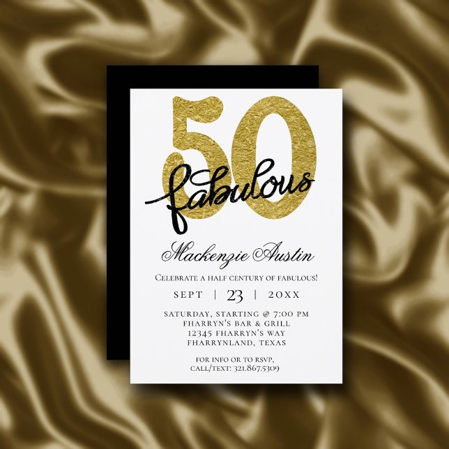 Invitation 50 et fabuleux | 50e Soirée d'anniversaire Noire d (Créateur téléchargé)