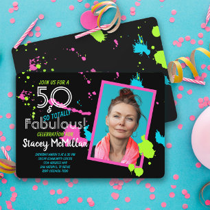 Invitation 50 et fabuleux 80s Retro Paint Splatter Anniversai