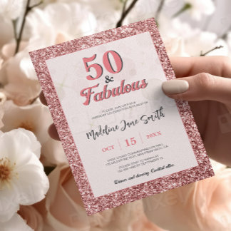Invitation 50 et fabuleux Anniversaire Elégante Parties scint