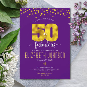 Invitation 50 et fabuleux anniversaire points de feuille d'or