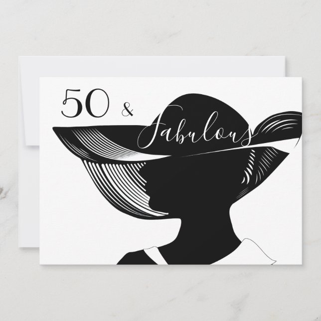 Invitation 50 et fabuleux | B&W élégant design art déco (Devant)