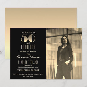 Invitation 50 et fabuleux Black and Gold Photo 50e anniversai