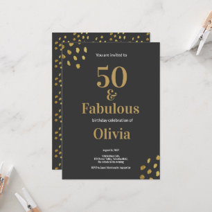Invitation 50 et fabuleux Black and Golden Birthday Invitati