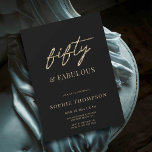 Invitation 50 et fabuleux Black Gold Modern Glam Anniversaire<br><div class="desc">Besoin de 50 idées de fête d'anniversaire pour les femmes? Cette invitation en noir et or avec le mot "cinquante" dans la calligraphie moderne et un effet de parties scintillant en or numérique est moderne, élégant, glam et chic pour une fabuleuse fête du 50e anniversaire. 50 et fabuleux est vraiment...</div>