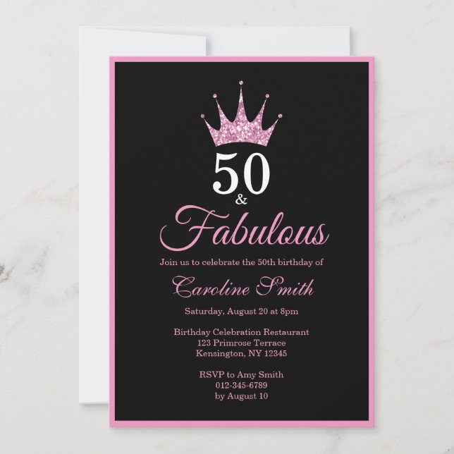Invitation 50 et fabuleux Cinquantième anniversaire Invitatio (Devant)