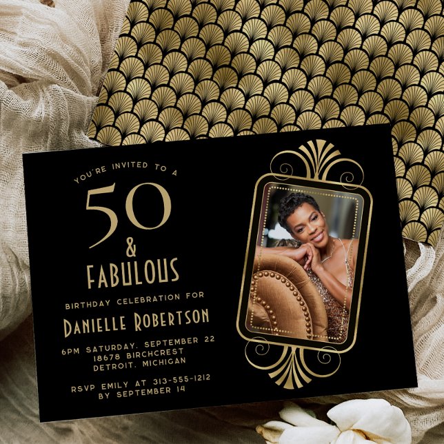 Invitation 50 et Fabuleux Deco Noir Fête d'anniversaire de 50 (Créateur téléchargé)