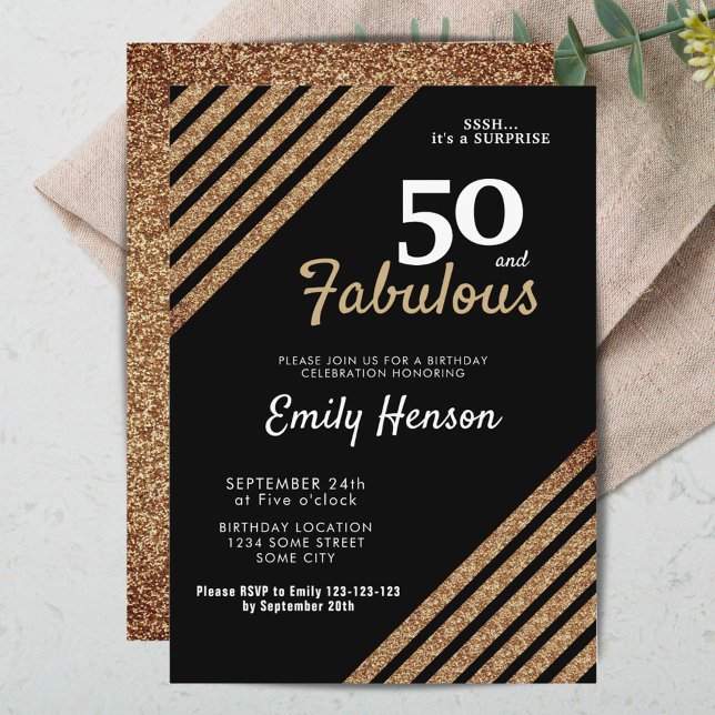 Invitation 50 et fabuleux Elegant Gold Parties scintillant 50 (Créateur téléchargé)